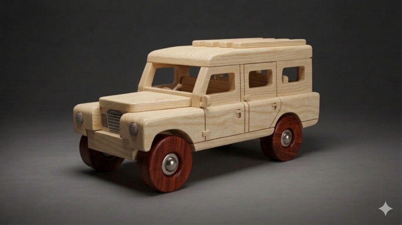 Handcrafted Wooden 1960 Land Rover Series II (1:15 Scale)