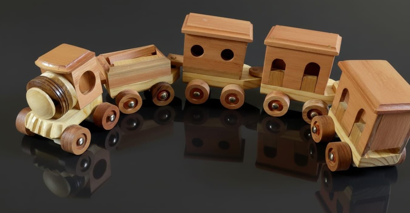 Classic Handcrafted Wooden Train Set (5-Piece Collection)