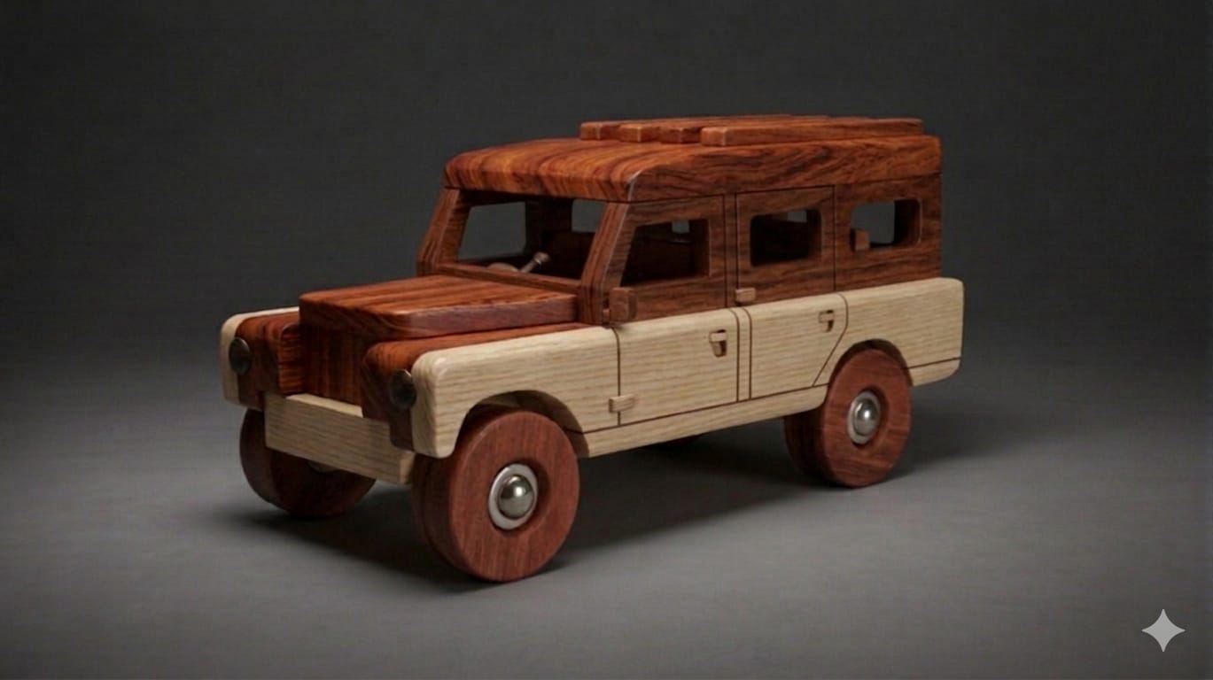 Handcrafted Wooden 1960 Land Rover Series II (1:15 Scale)