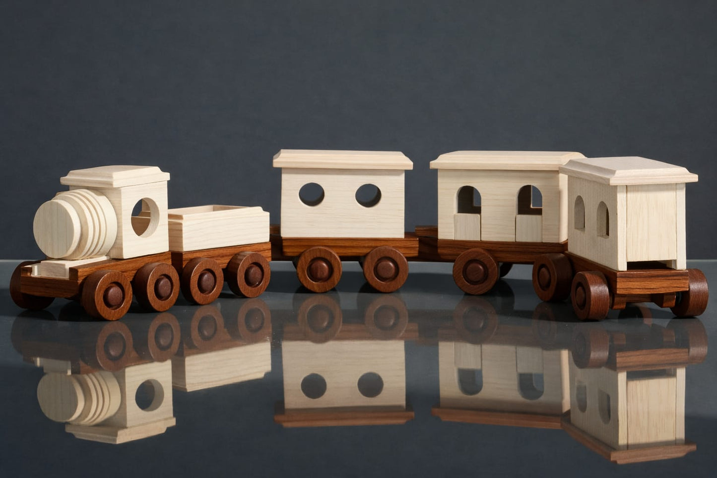 Classic Handcrafted Wooden Train Set (5-Piece Collection)