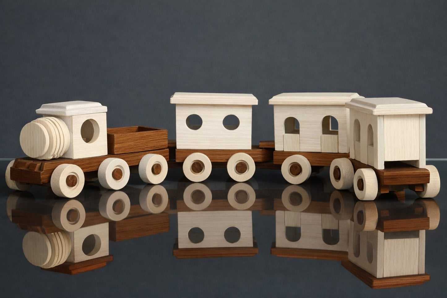 Classic Handcrafted Wooden Train Set (5-Piece Collection)